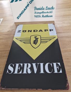 Zündapp Werbeschild aus Blech - Zündapp Service - 20x30cm
